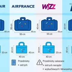Wymiary bagażu podręcznego Wizz Air: 40x55x23 cm. Porównanie z innymi liniami lotniczymi.