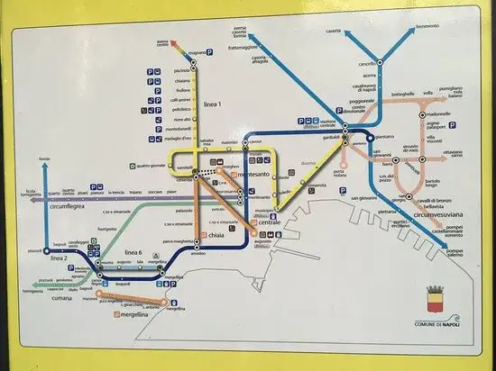 Mapa linii Circumvesuviana Neapol Sorrento