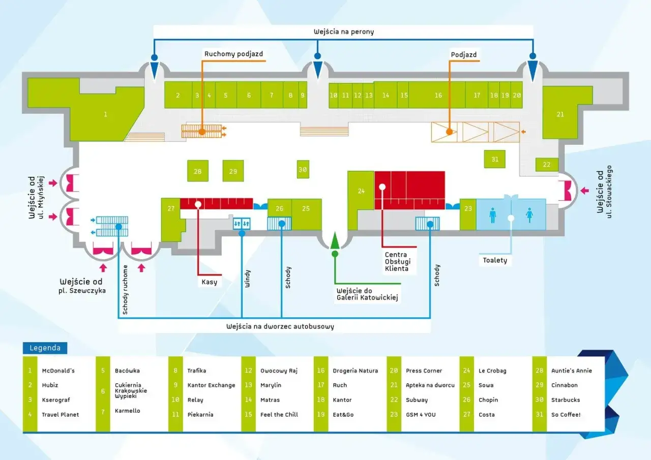 Mapa parkingów dworzec PKP Katowice